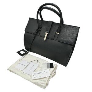 NWT BALENCIAGA Large Bag Tube Round M Tote Black Leather Double Handle Mirror